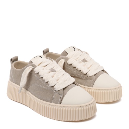 Beige Low-Top Platform Sneakers