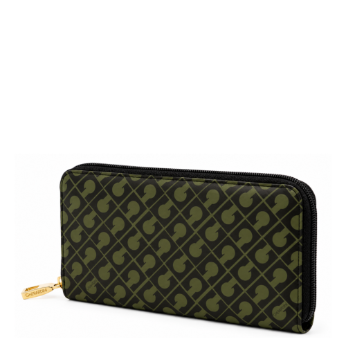 Green Monogram Zip-Around Wallet