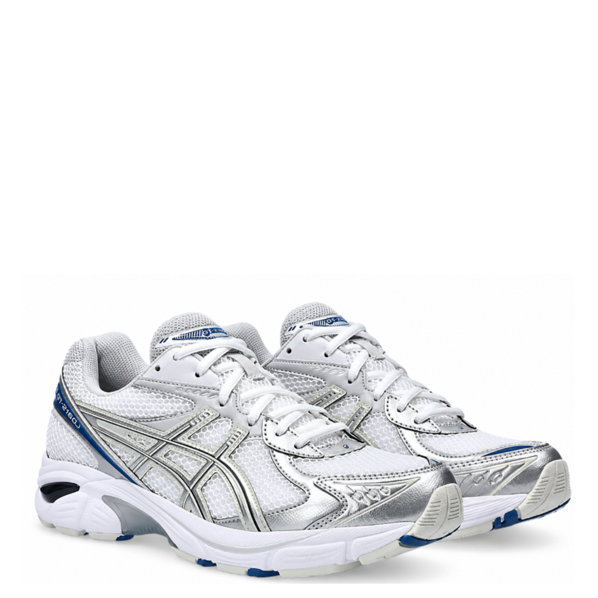 White and Silver Running Sneakers.