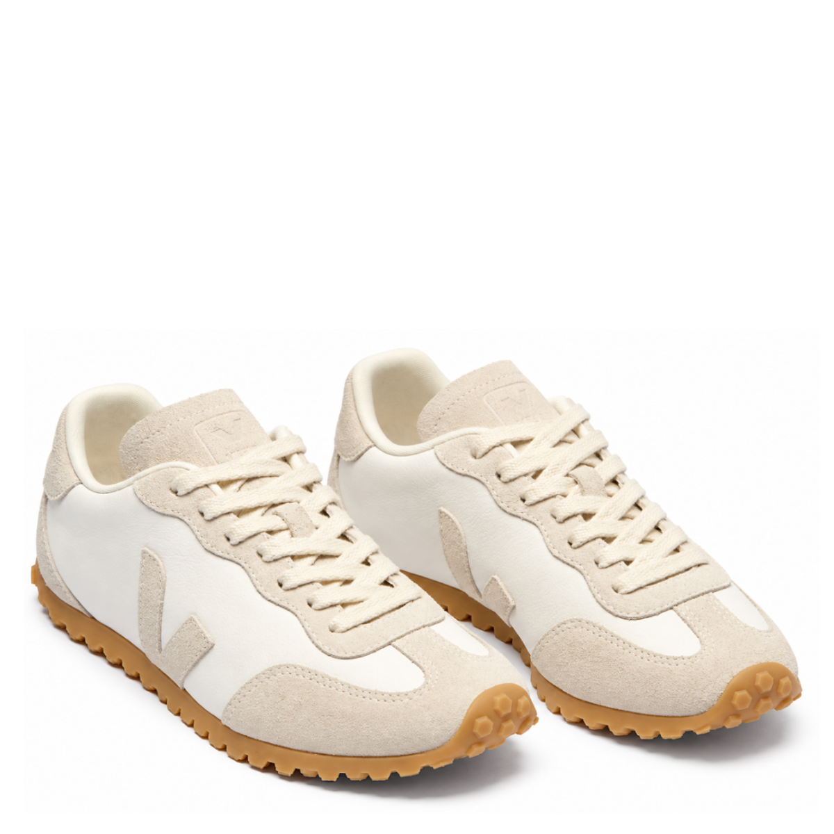 White and Beige Campo Sneakers.