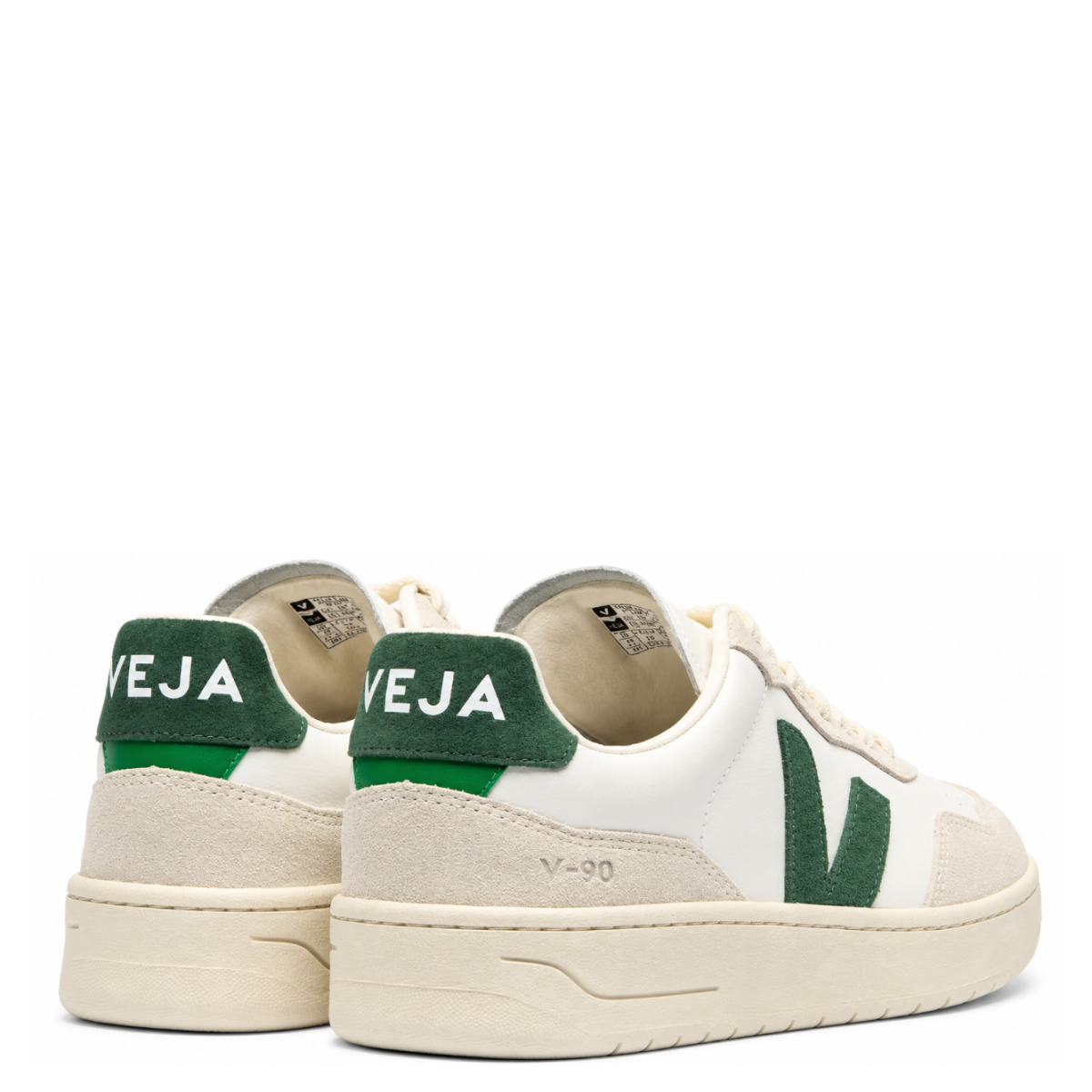 White and Green V-10 Sneakers.