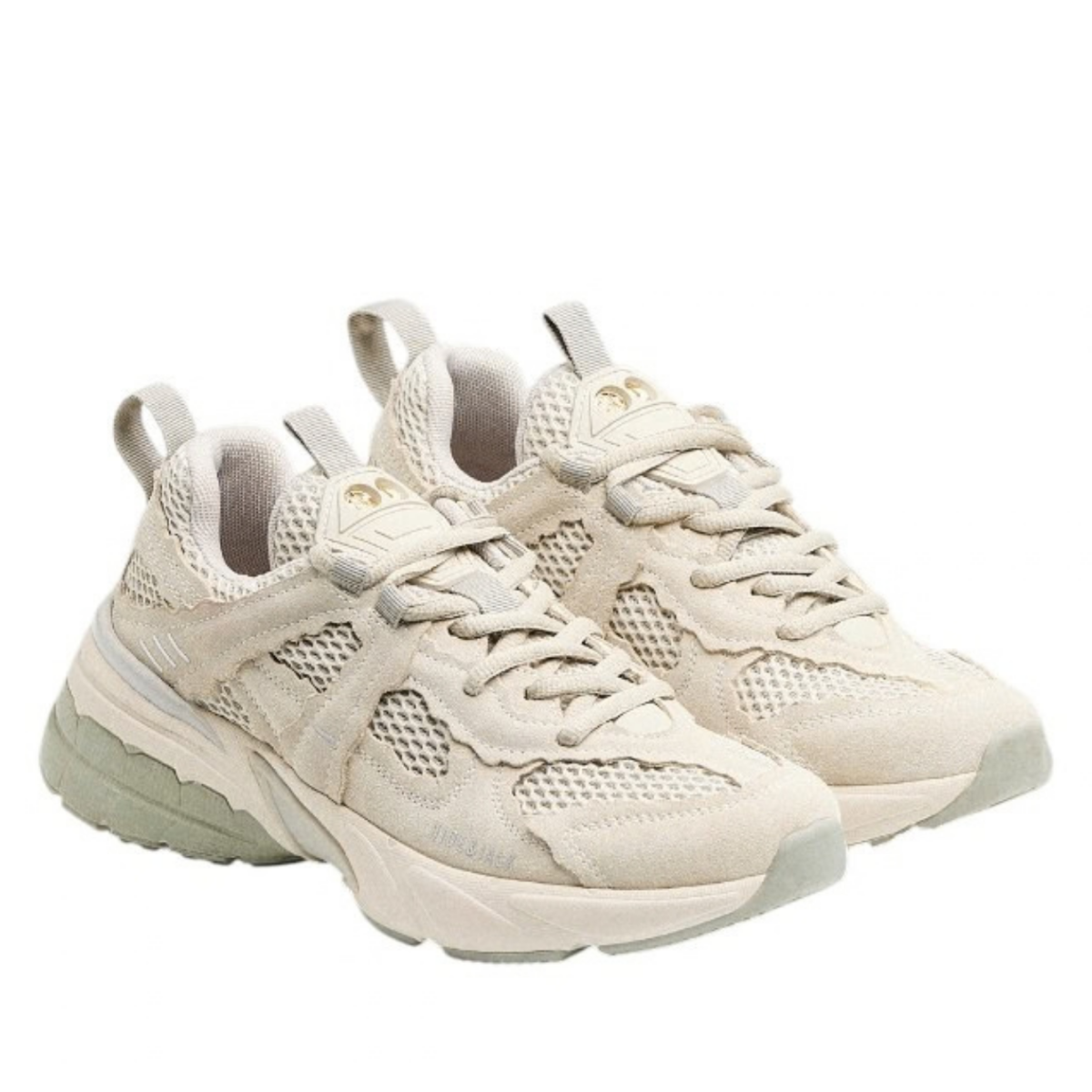 Cream and Beige Running Sneakers.