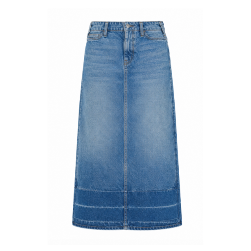 Blue Denim Midi Skirt.