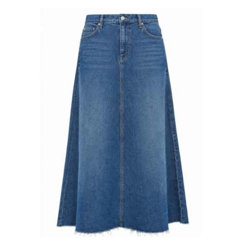 Blue Denim Midi Skirt.