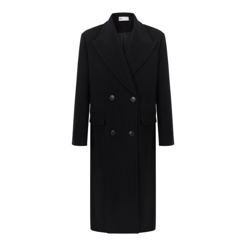 Black Double-Breasted Long Coat.