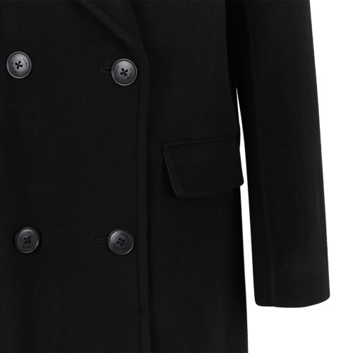 Black Double-Breasted Long Coat.