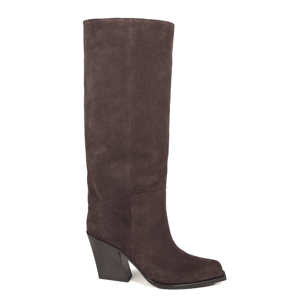 Dark Brown Suede Knee-High Boots