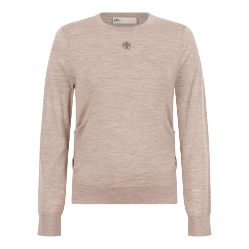 Beige Crewneck Sweater.
