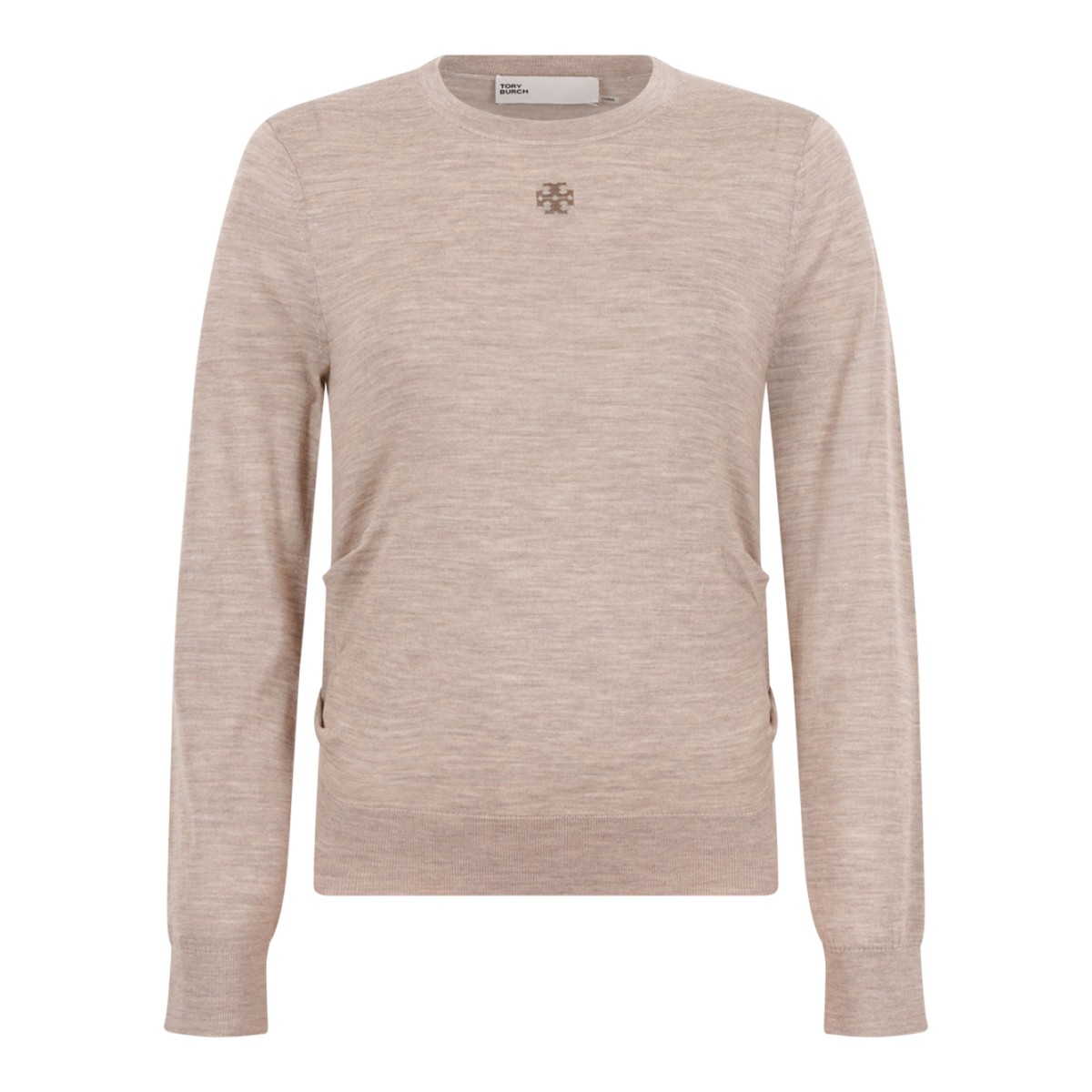 Beige Crewneck Sweater.