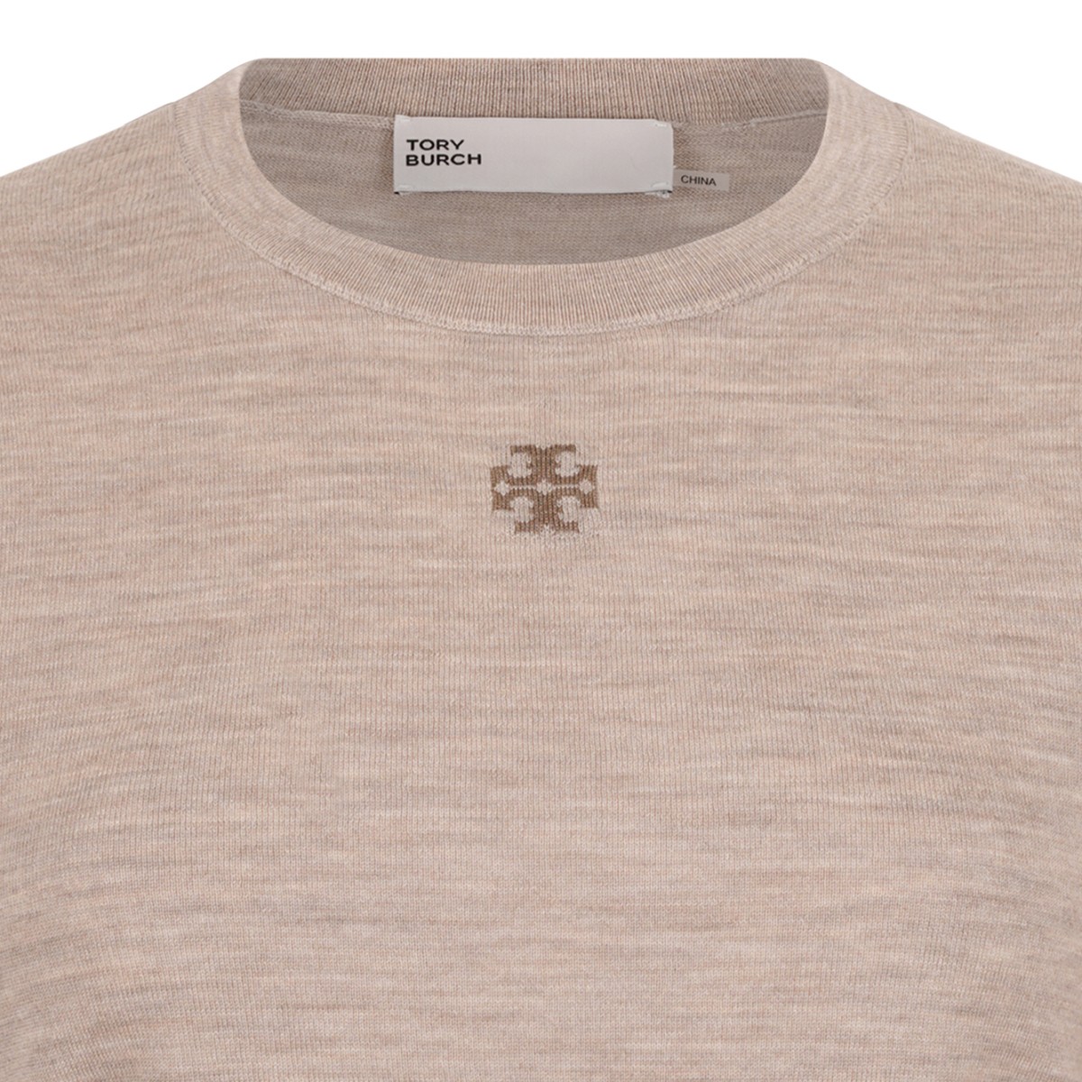 Beige Crewneck Sweater.