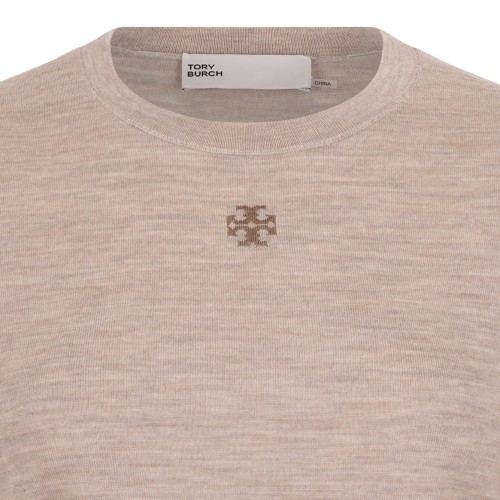 Beige Crewneck Sweater.