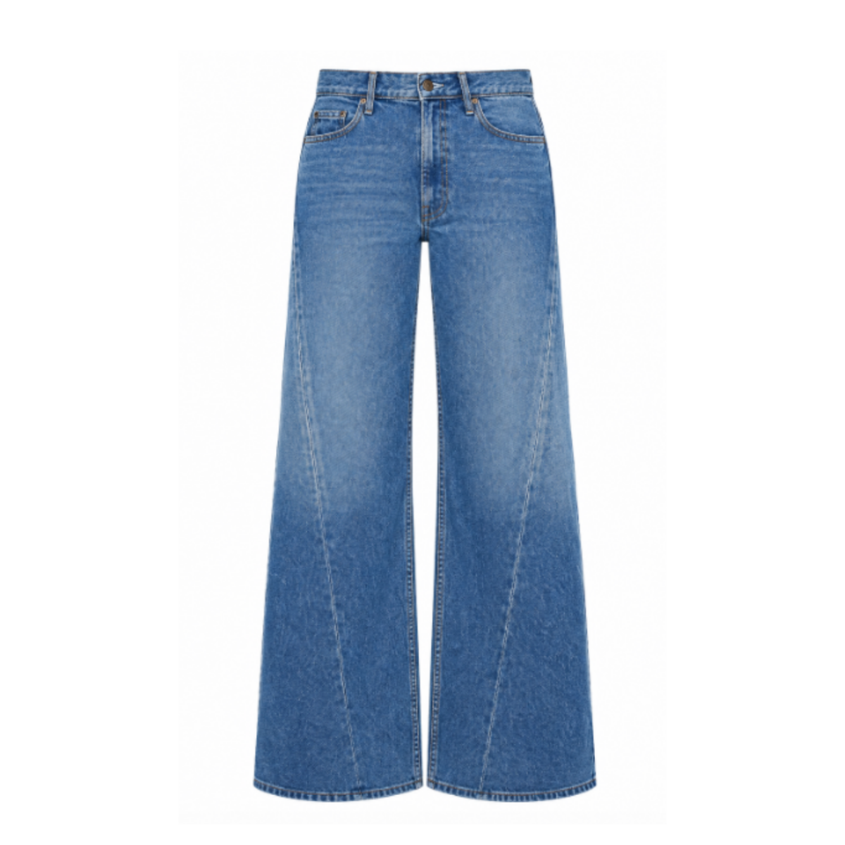 Blue High-Rise Flared Jeans.