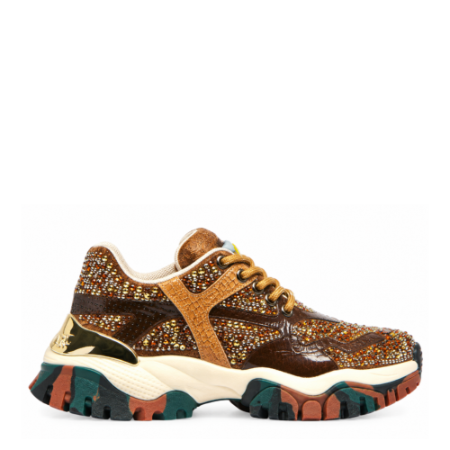 Brown and Gold Chunky Sneakers.