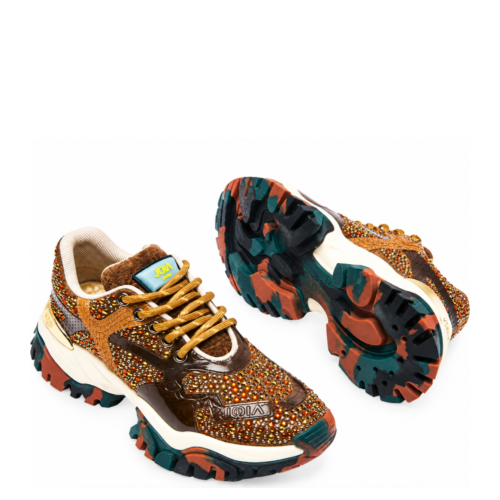 Brown and Gold Chunky Sneakers.