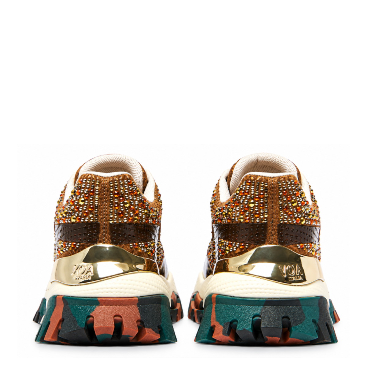 Brown and Gold Chunky Sneakers.