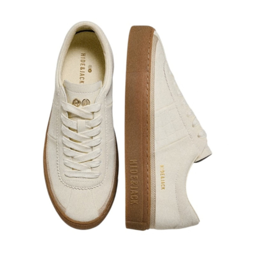 White and Brown Low-Top Sneakers.