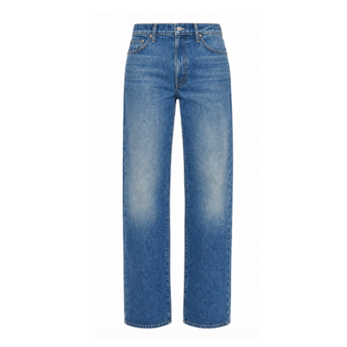 Blue High-Rise Straight-Leg Jeans.