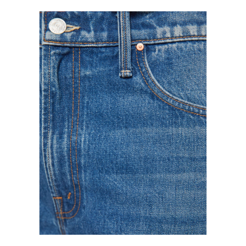 Blue High-Rise Straight-Leg Jeans.