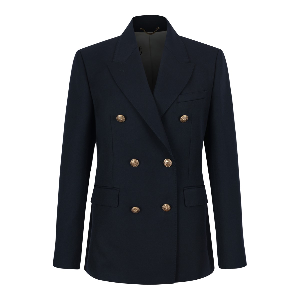 Navy Double-Breasted Blazer.