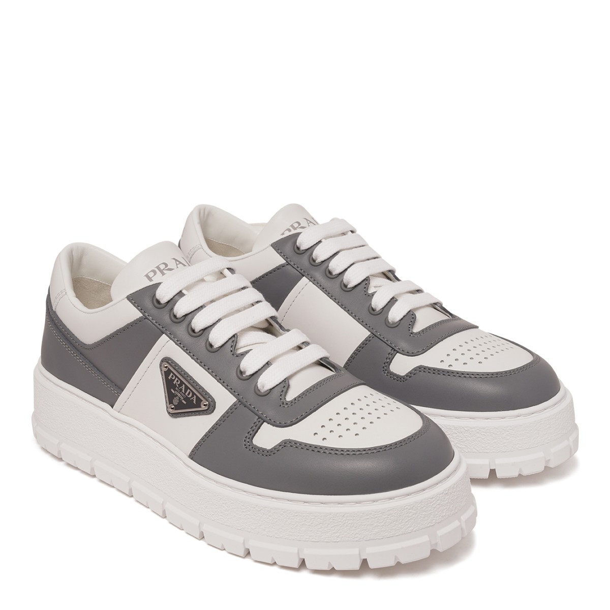 White and Grey Low-Top Sneakers.