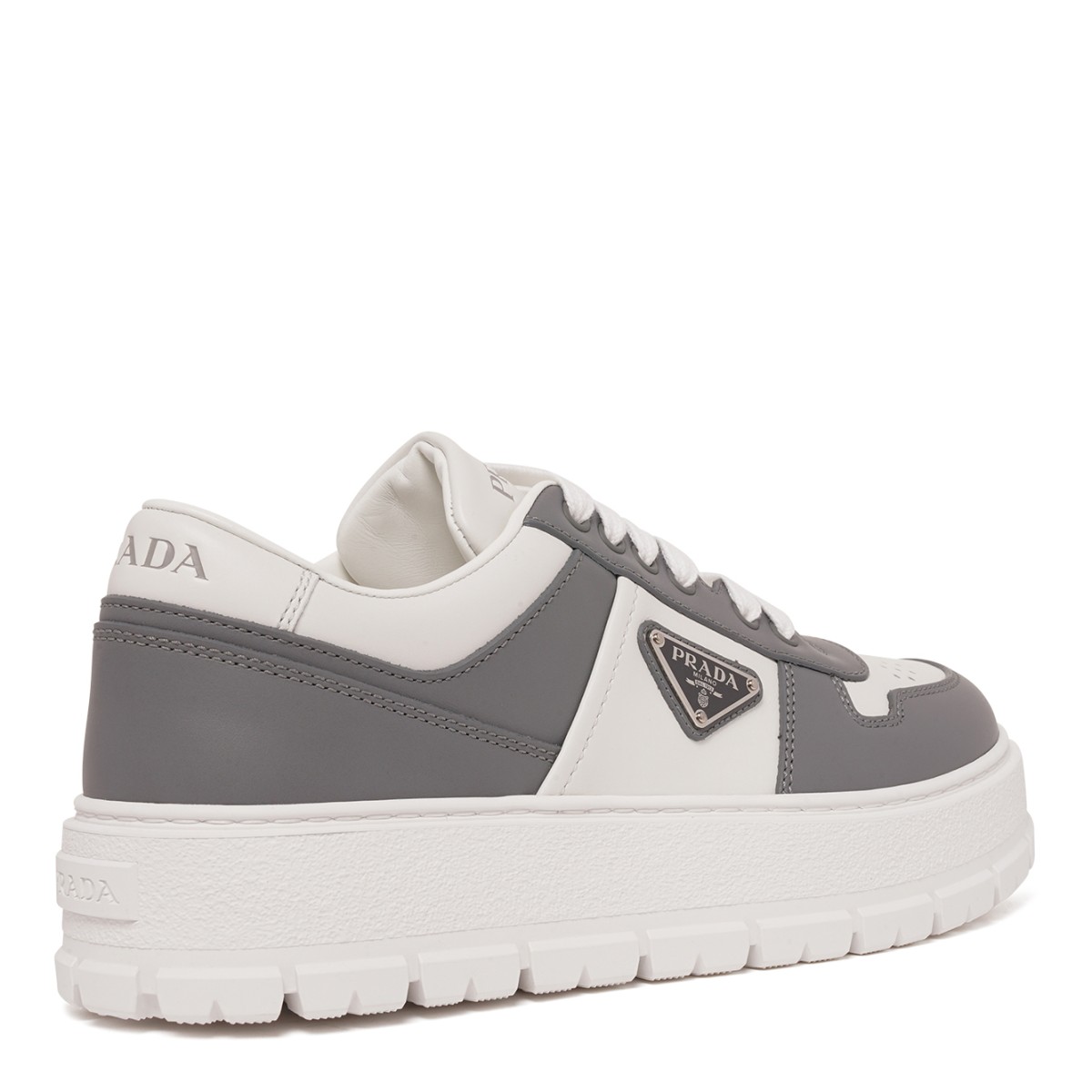 White and Grey Low-Top Sneakers.