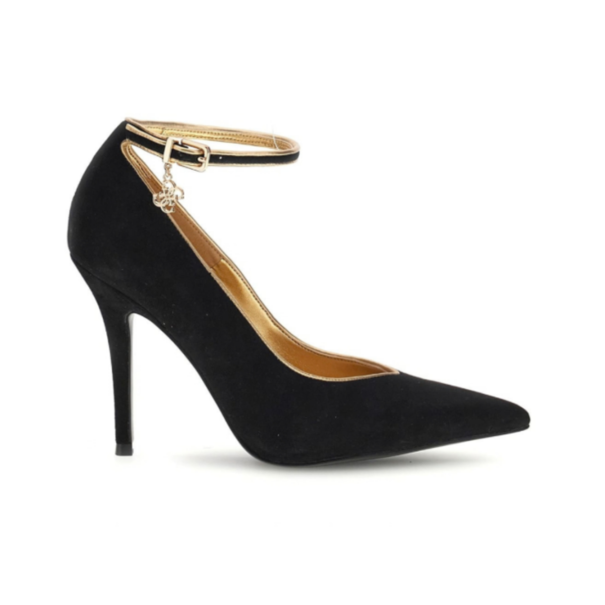 Black Suede Ankle-Strap Pumps