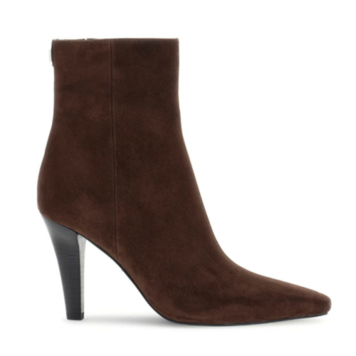 Guess Brown Suede Pointed-Toe Ankle Boots.