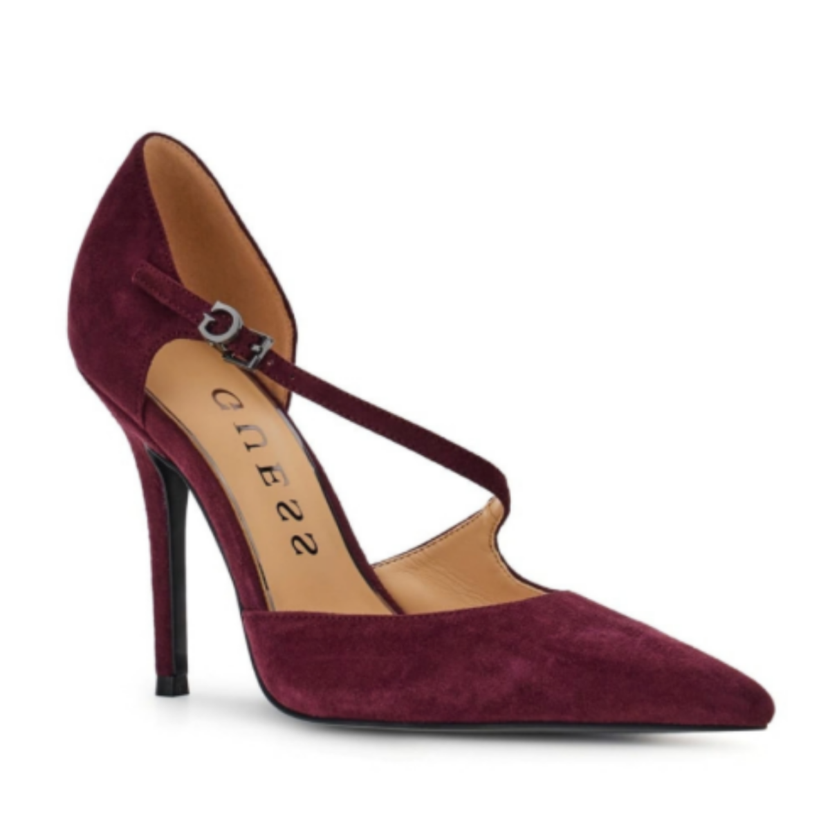 Guess Burgundy Suede Mary Jane Pumps.