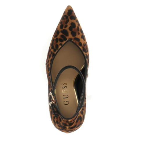 Guess Leopard-Print Pointed-Toe Pumps.