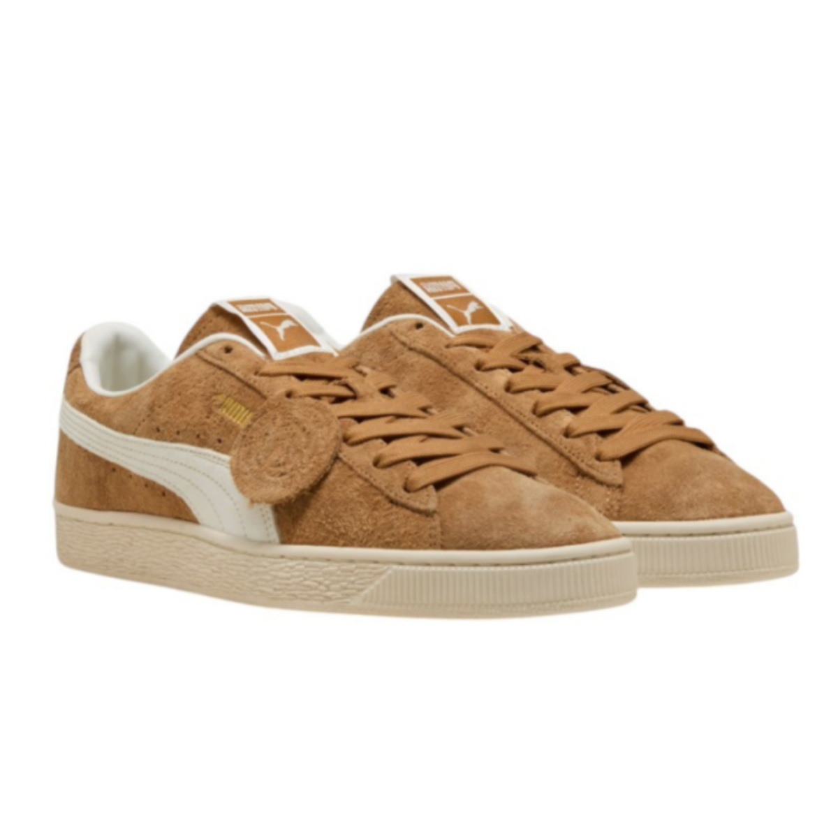 Puma Brown Suede Low-Top Sneakers.