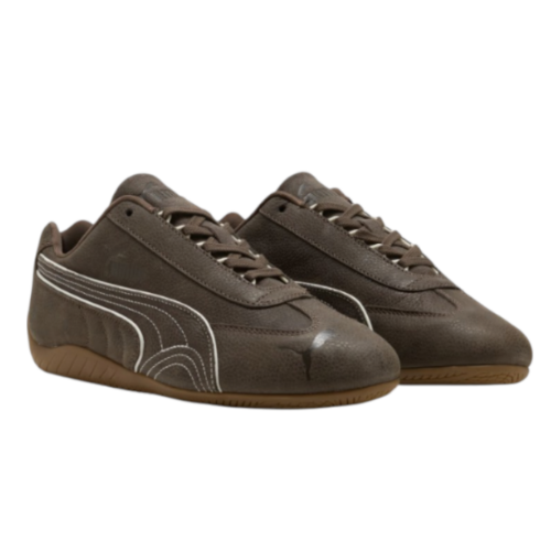 Puma Brown Suede Low-Top Sneakers.