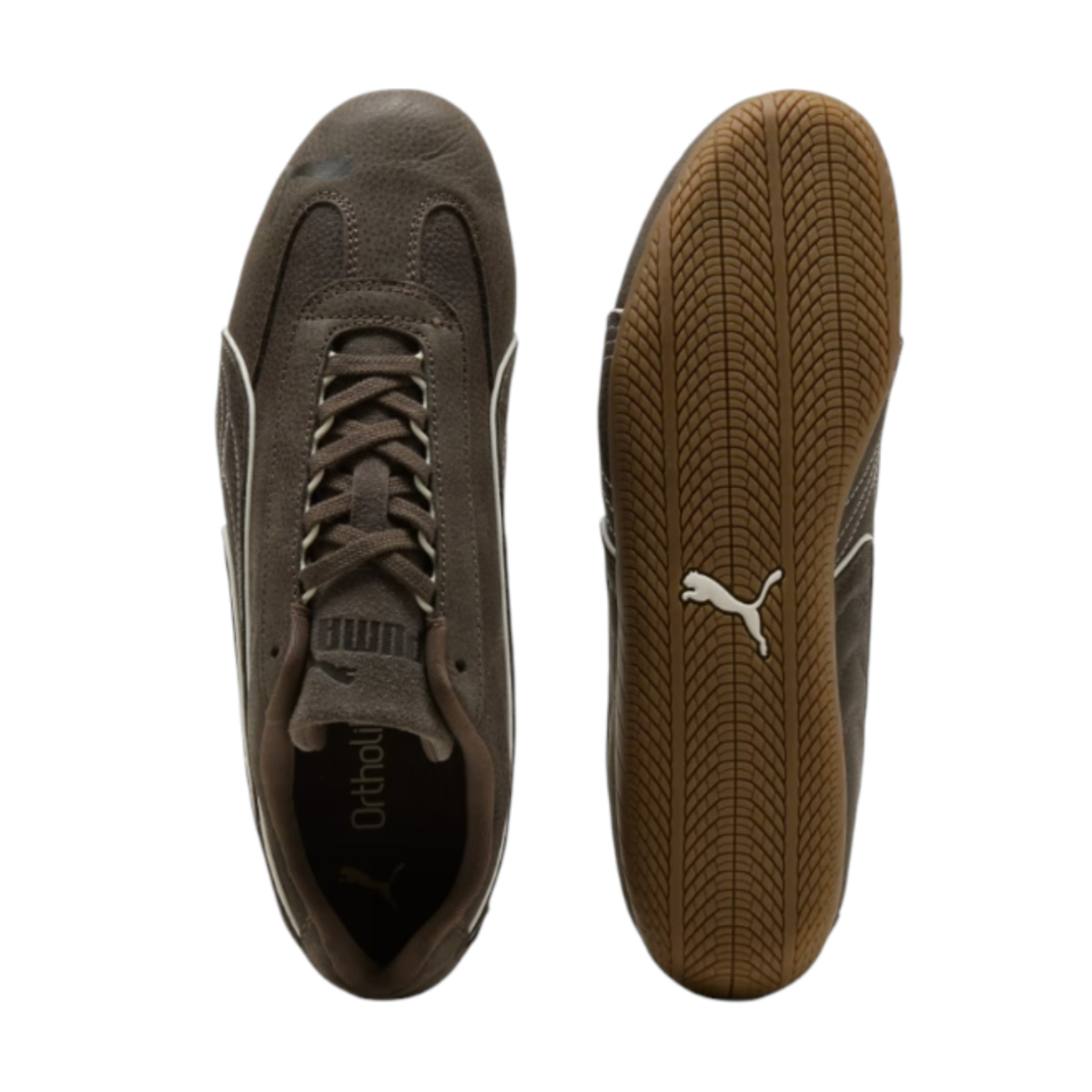 Puma Brown Suede Low-Top Sneakers.