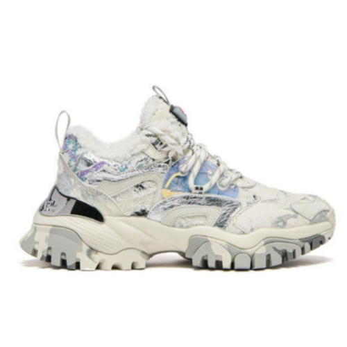 JOIAPARIS White and Silver Chunky Sneakers.