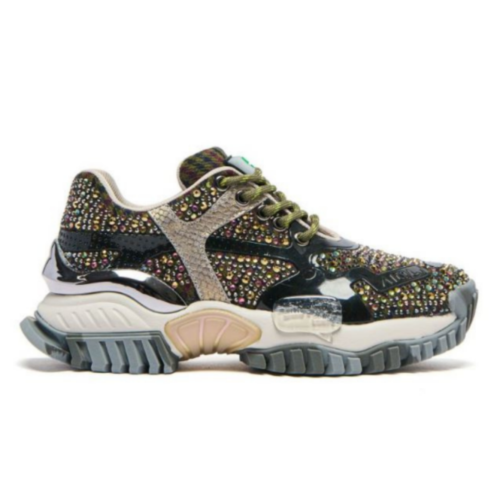 JOIAPARIS Black Multicolor Crystal-Embellished Chunky Sneakers.