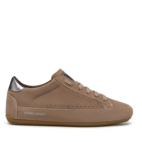 Candice Cooper Taupe Leather Sneakers.