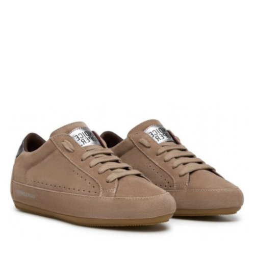 Candice Cooper Taupe Leather Sneakers.