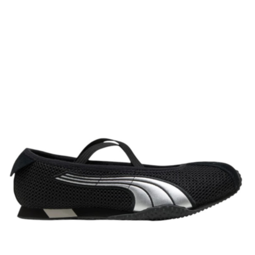 Puma Black Mesh Ballet-Inspired Sneakers.