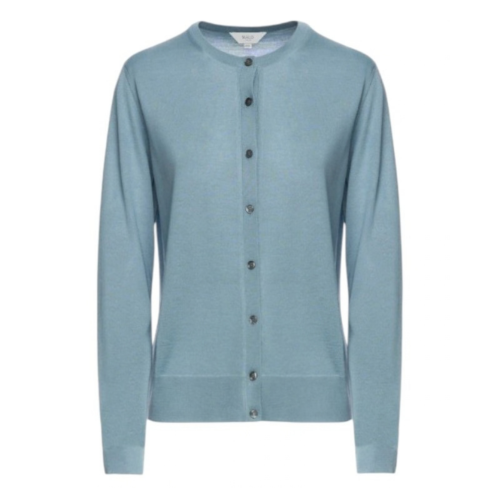 Light Blue Button-Front Cardigan.