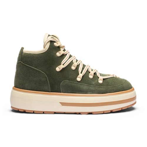 Green Suede Platform Sneakers.