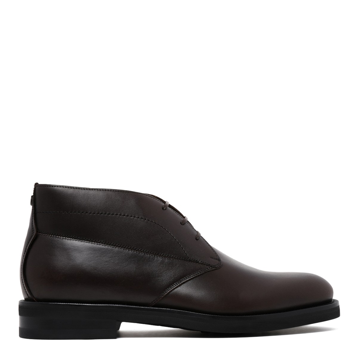 Ferragamo Dark Brown Leather Ankle Boots.