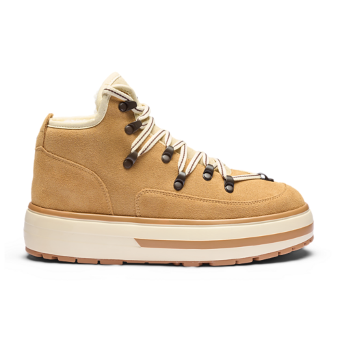 Camel Suede Platform Sneakers.