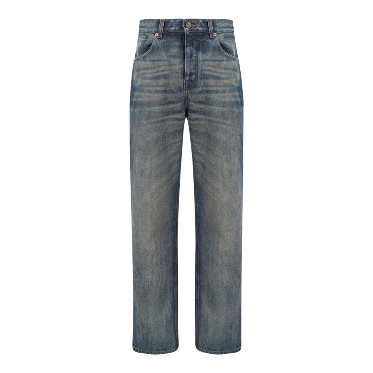 Blue Straight-Leg Jeans.