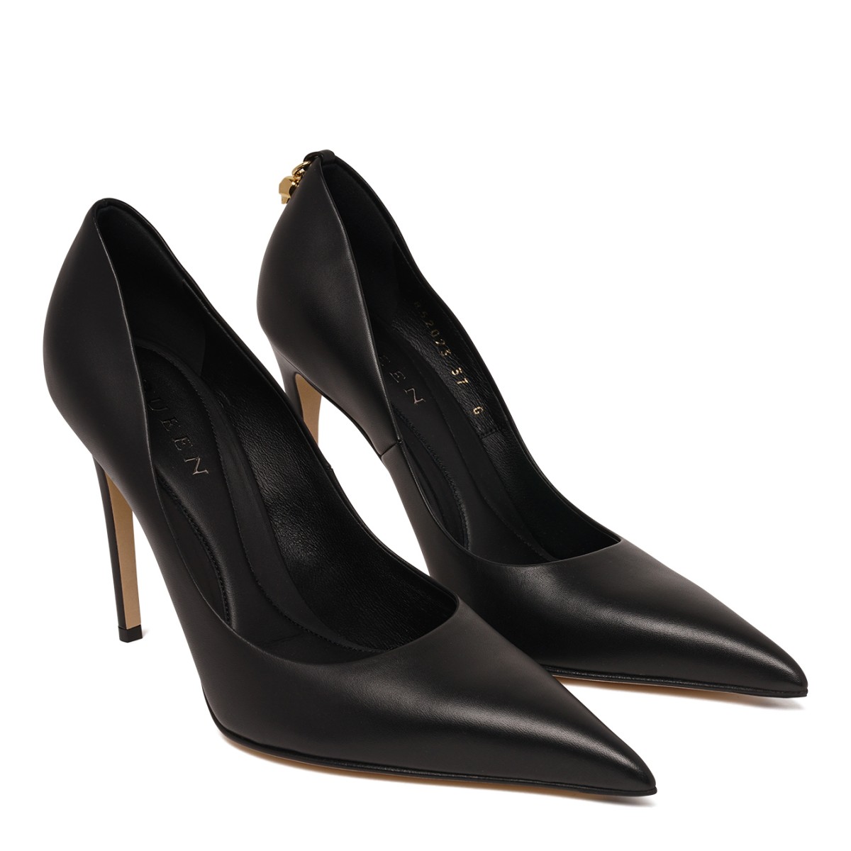 Black Leather Pointed-Toe Pumps
