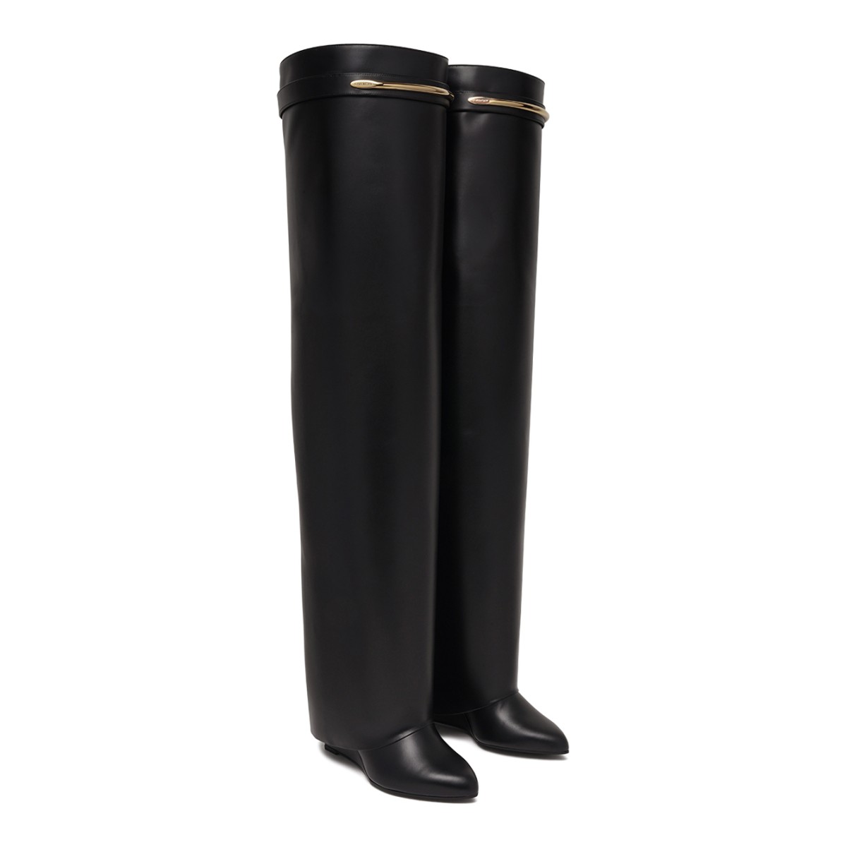 Black Leather Over-the-Knee Boots.