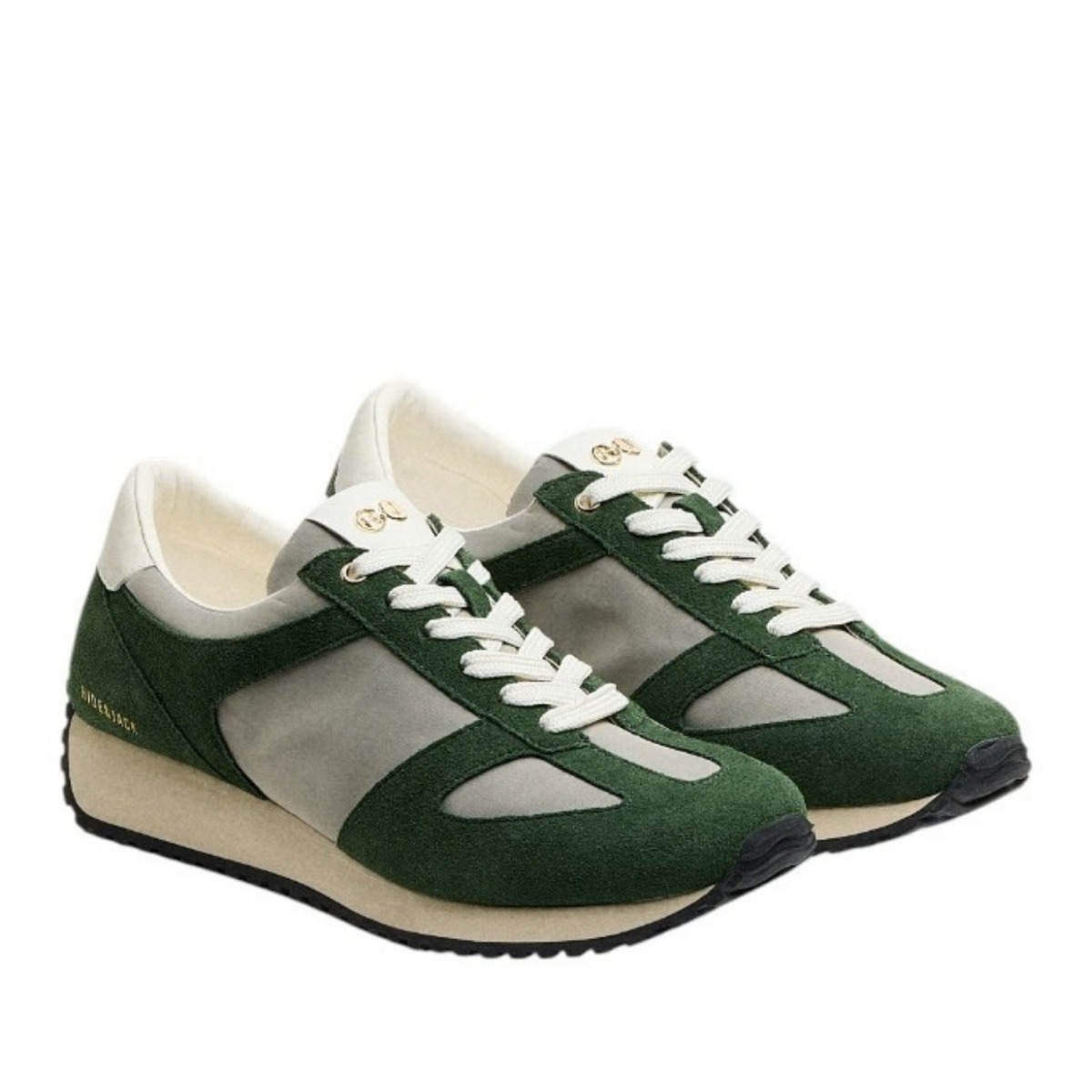 Green and White Running Sneakers.