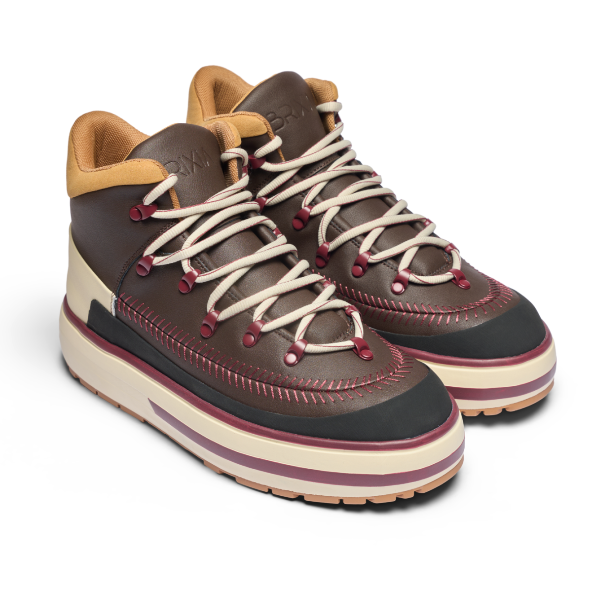 Black and Burgundy High-Top Sneakers.