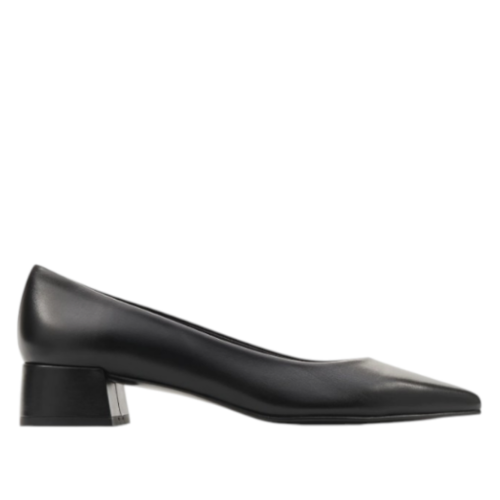 Black Leather Pumps.