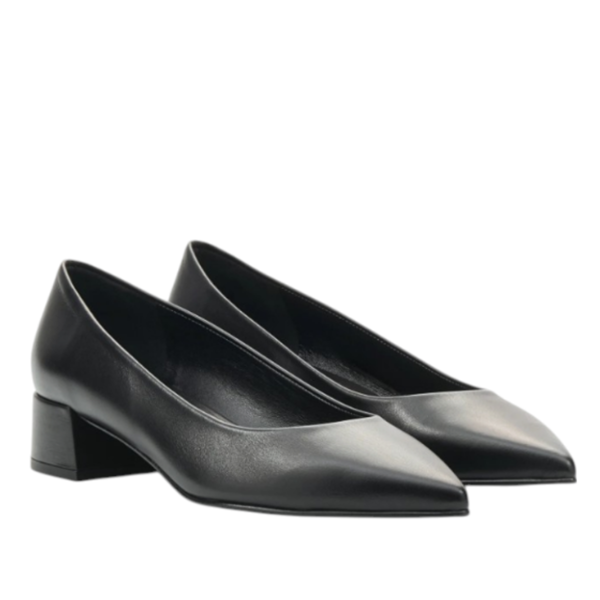 Black Leather Pumps.