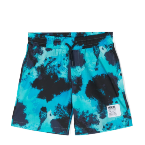 Blue and Black Tie-Dye Shorts.