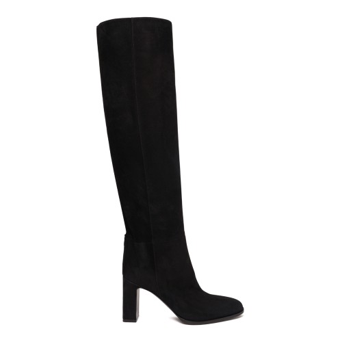 Black Suede Over-the-Knee Boots.